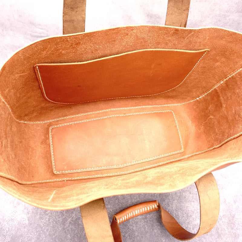 rgc handmade leather brown tote handbag