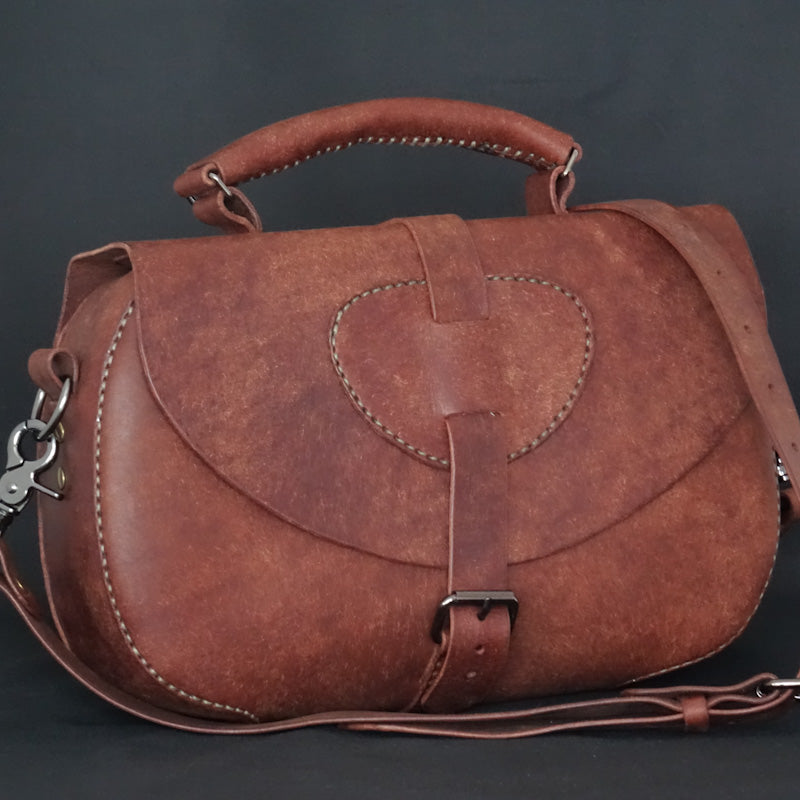 rgc handmade leather brown satchel crossbody bag