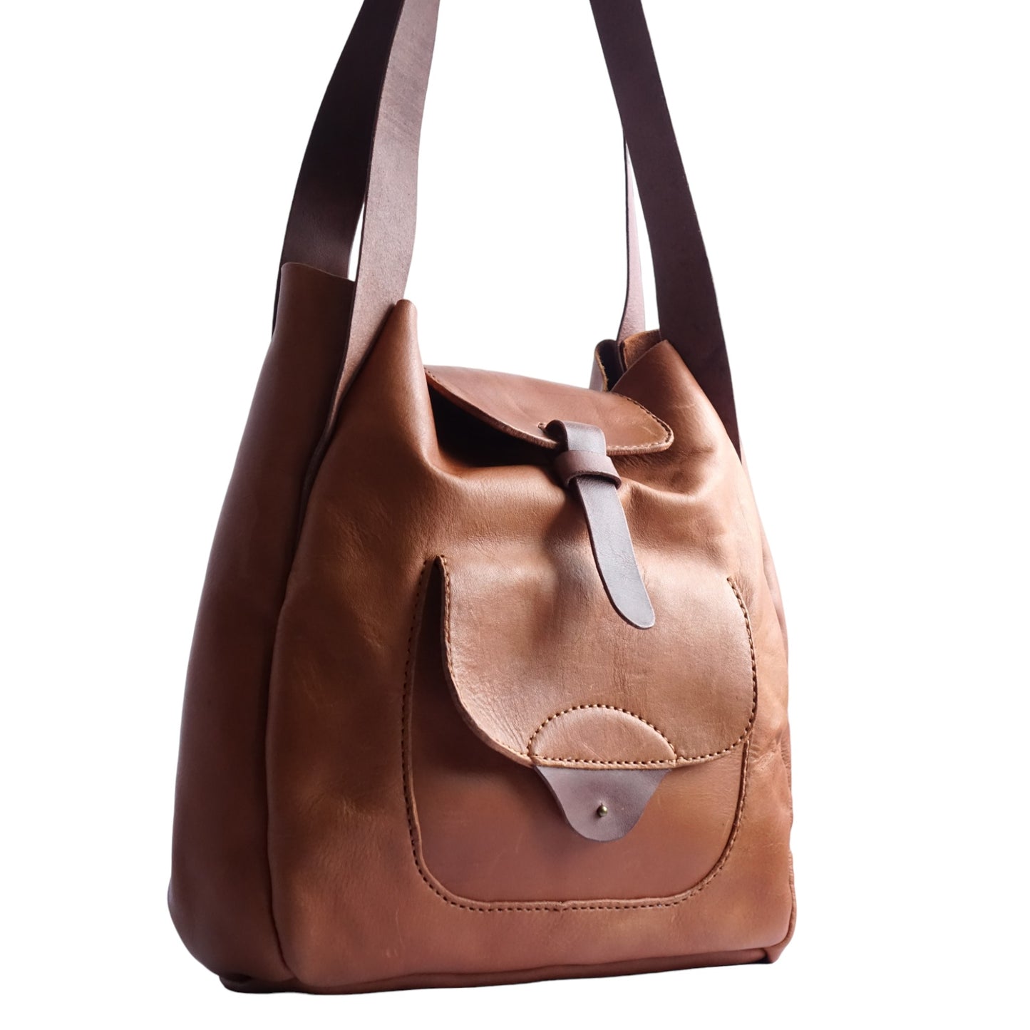 rgc handmade brandy leather shoulder handbag