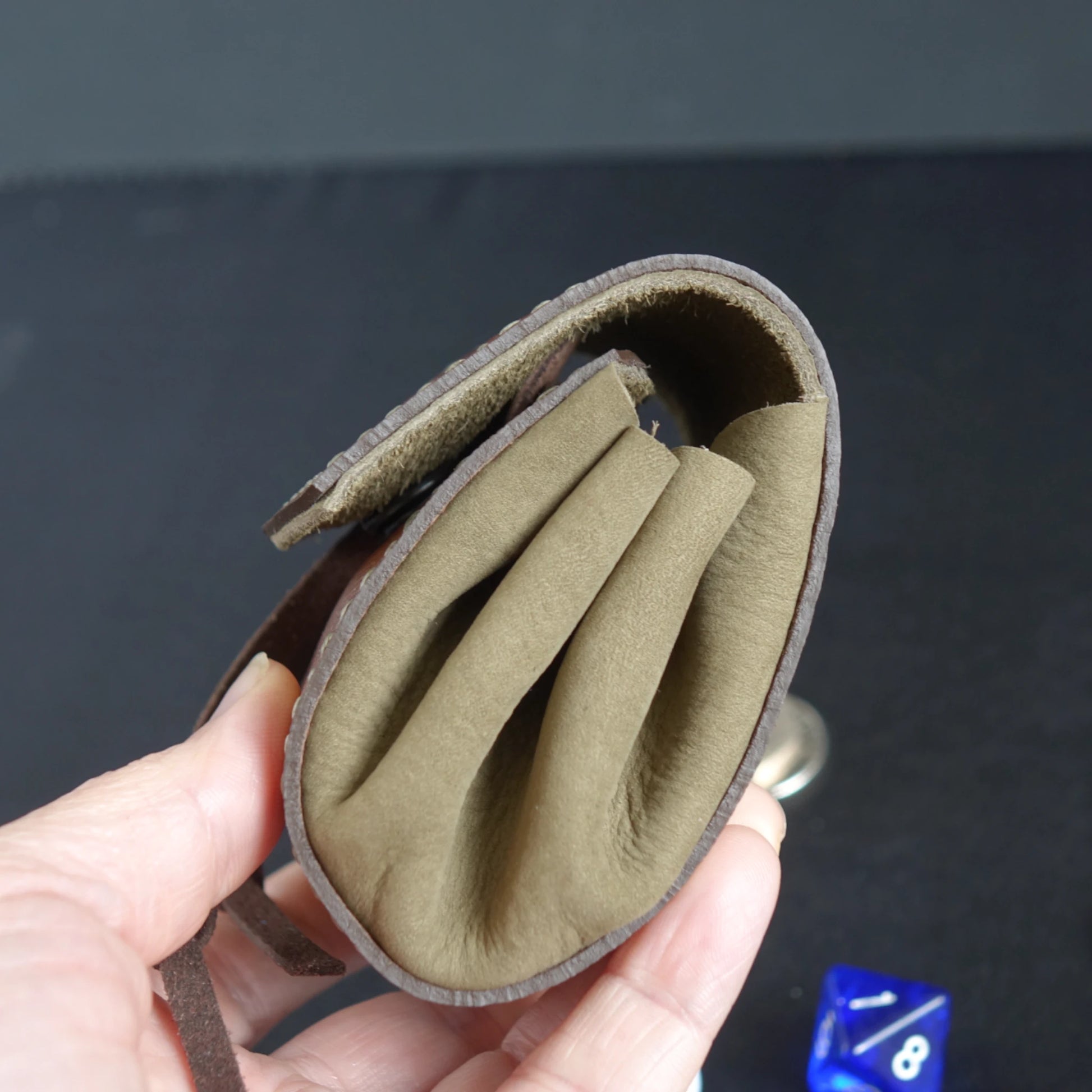 Handmade Druid Leather Pouch - Brown 2