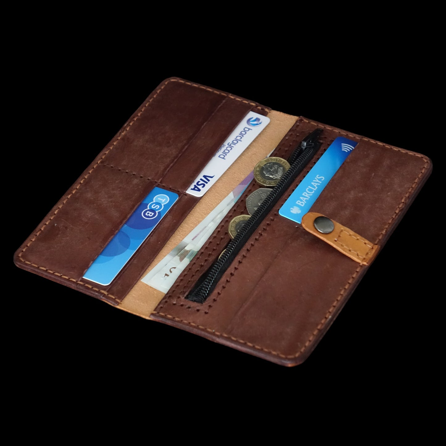 RGC Handmade Women Leather Long Bifold Wallet