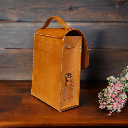 RGC Handmade leather messenger travel bag whiskey Brown 