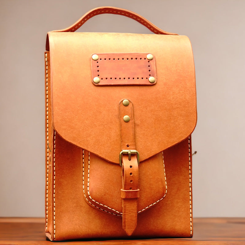RGC Handmade leather messenger travel bag whiskey Brown 