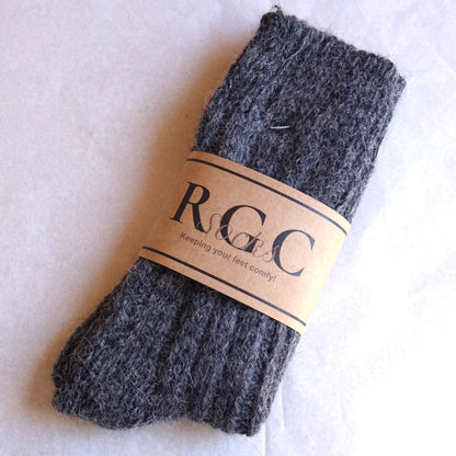 Anthracite natural wool alpaca socks