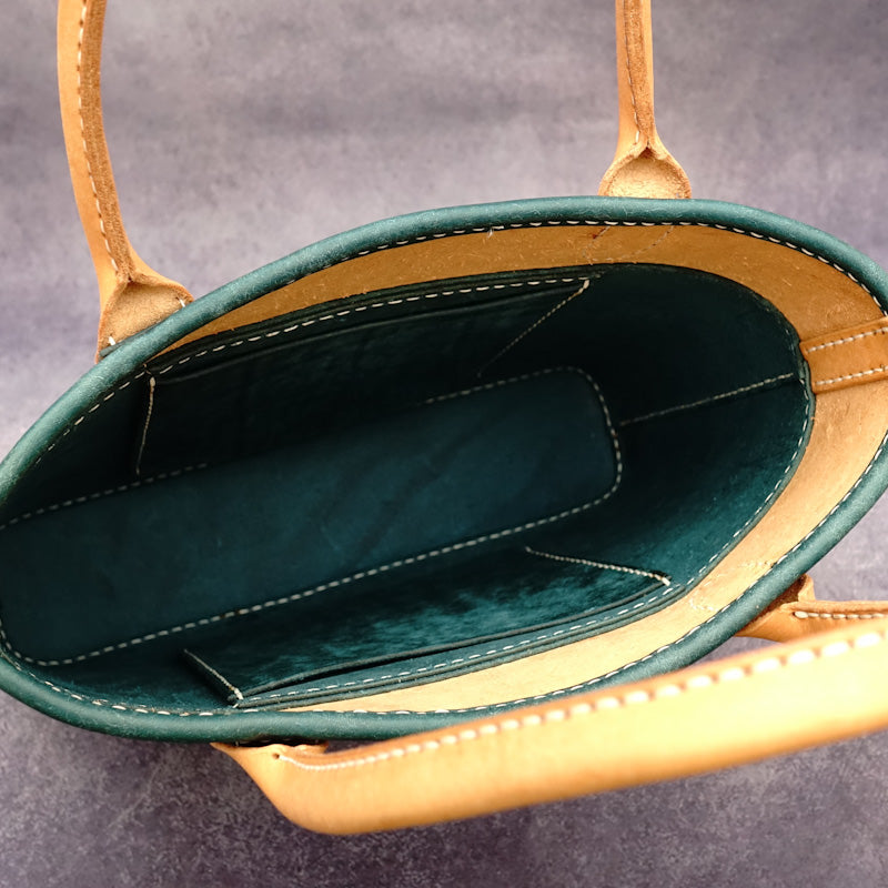 rgc handmade leather tote handbag blue