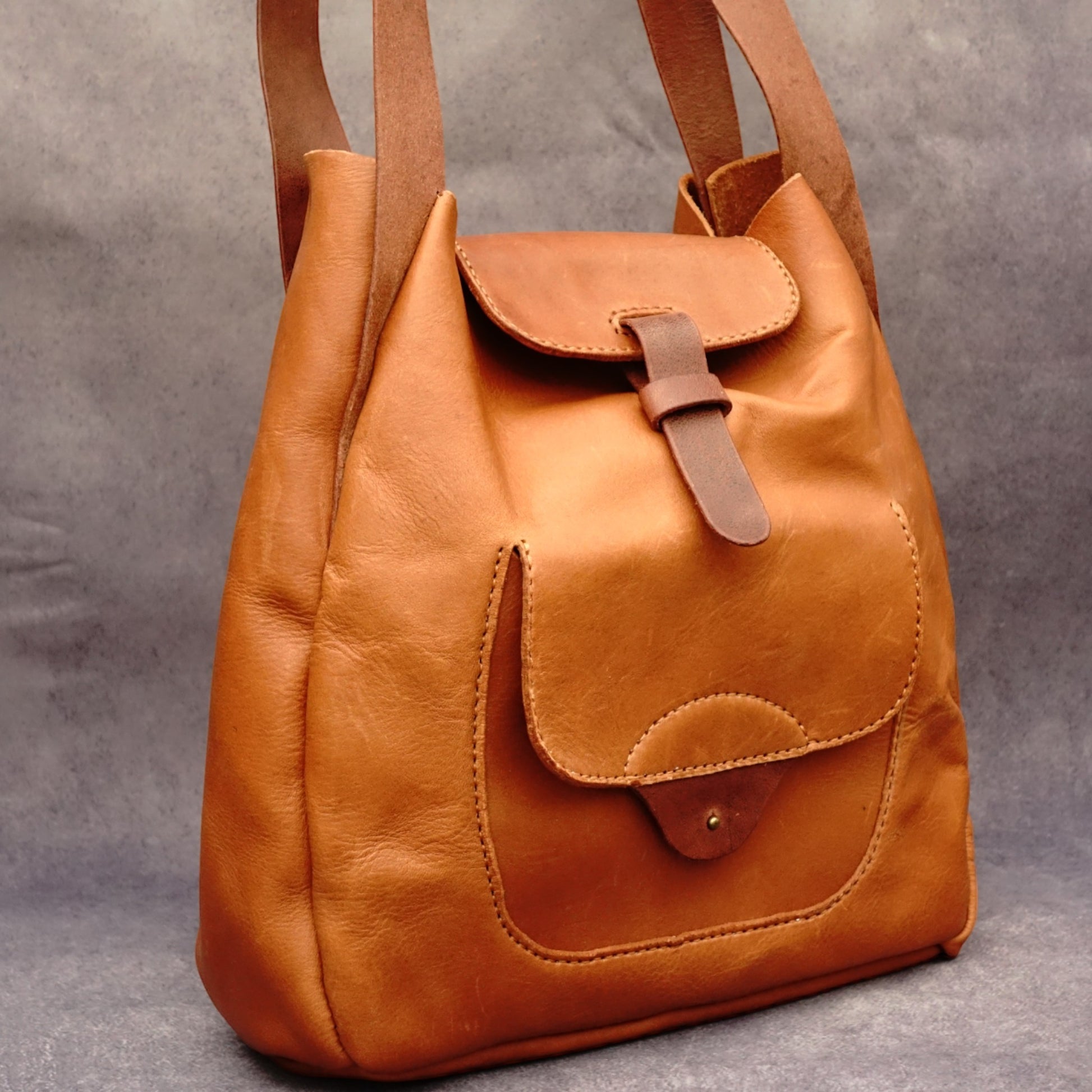 rgc handmade brandy leather shoulder handbag 