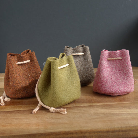 Handmade Small Drawstring Burel Pouch Bags