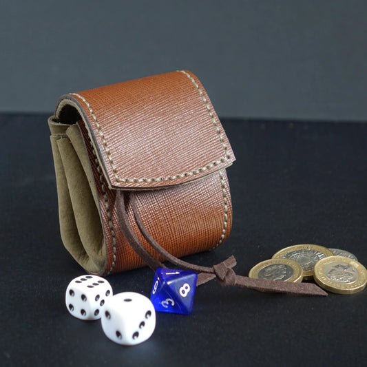Handmade Druid Leather Pouch - Brown