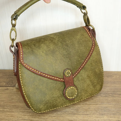 rgc handmade green leather satchel bag 10