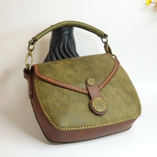 rgc handmade green leather satchel bag 4