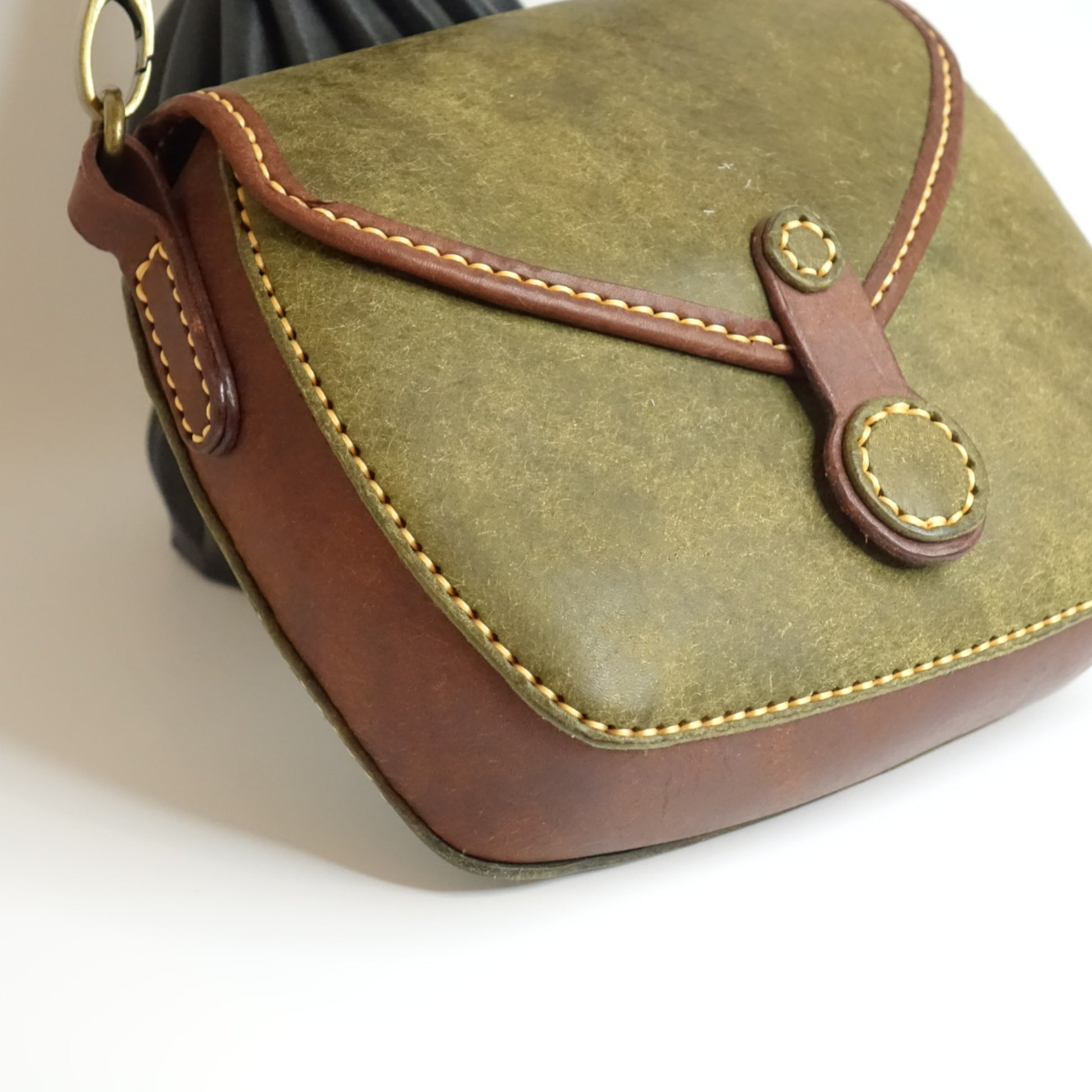 rgc handmade green leather satchel bag 6