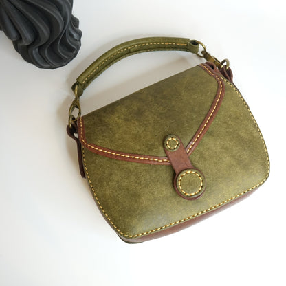 rgc handmade green leather satchel bag 9