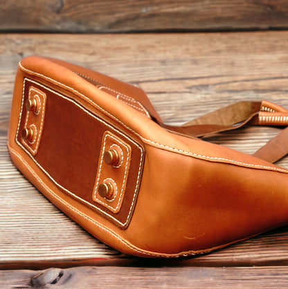 rgc handmade leather brown tote handbag