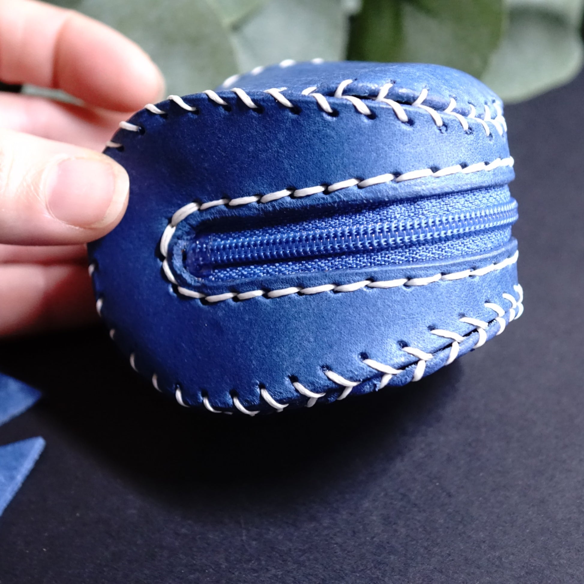 rgc handmade leather coin wallet baseball shape _1
