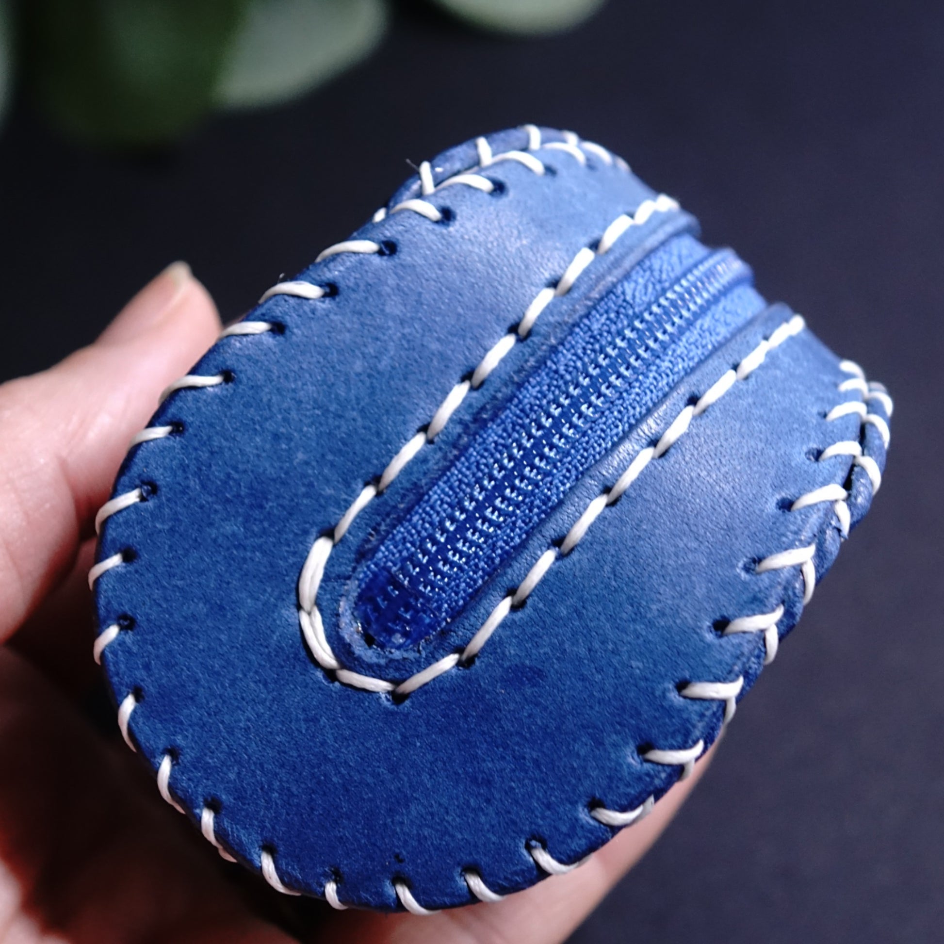 rgc handmade leather coin wallet baseball shape _4