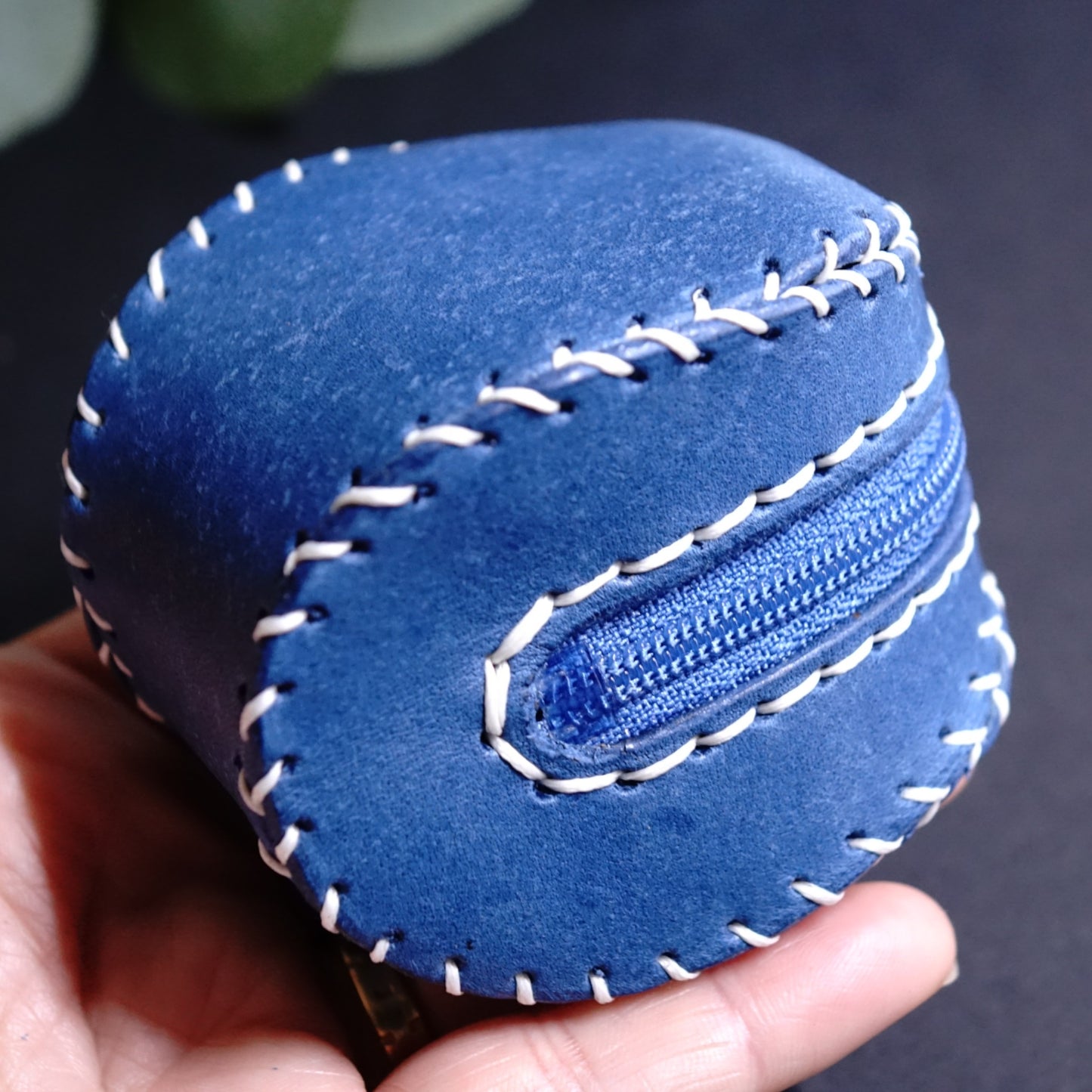 rgc handmade leather coin wallet baseball shape _5