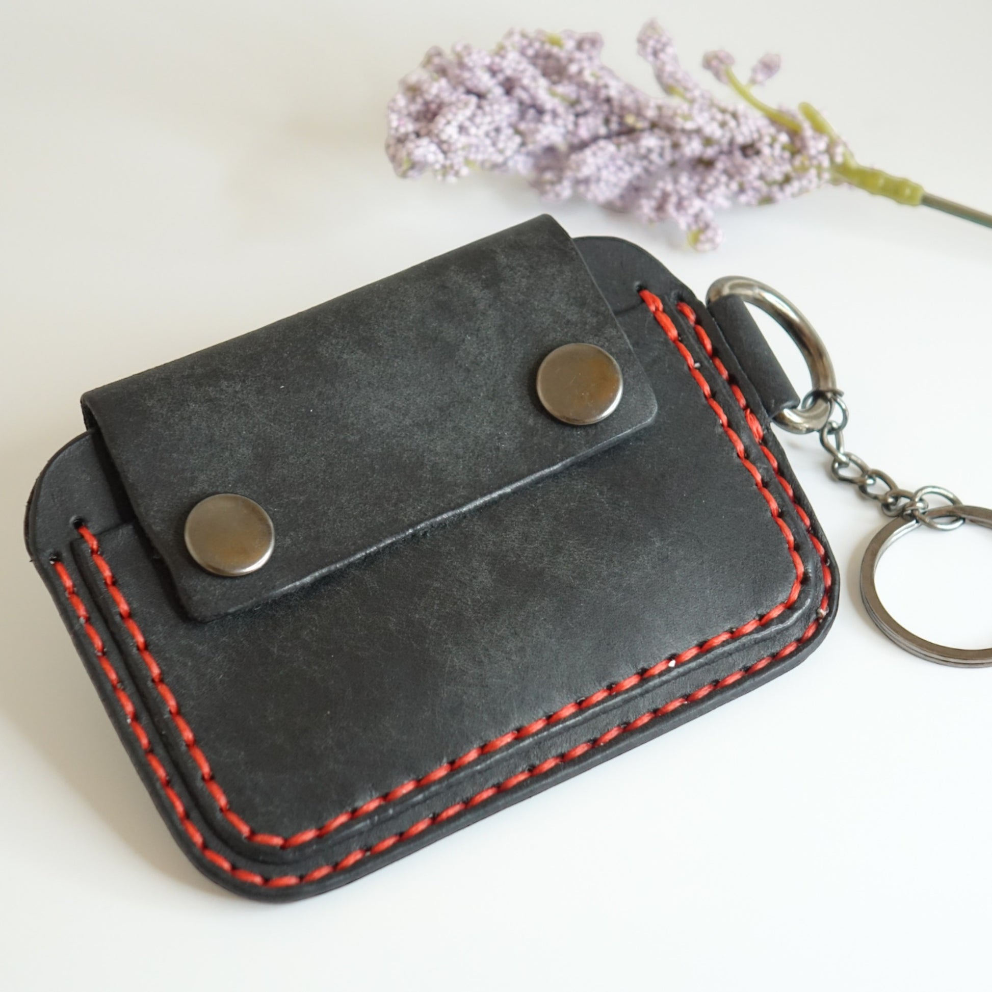 rgc handmade leather black minimalist slim card holder wallet 4