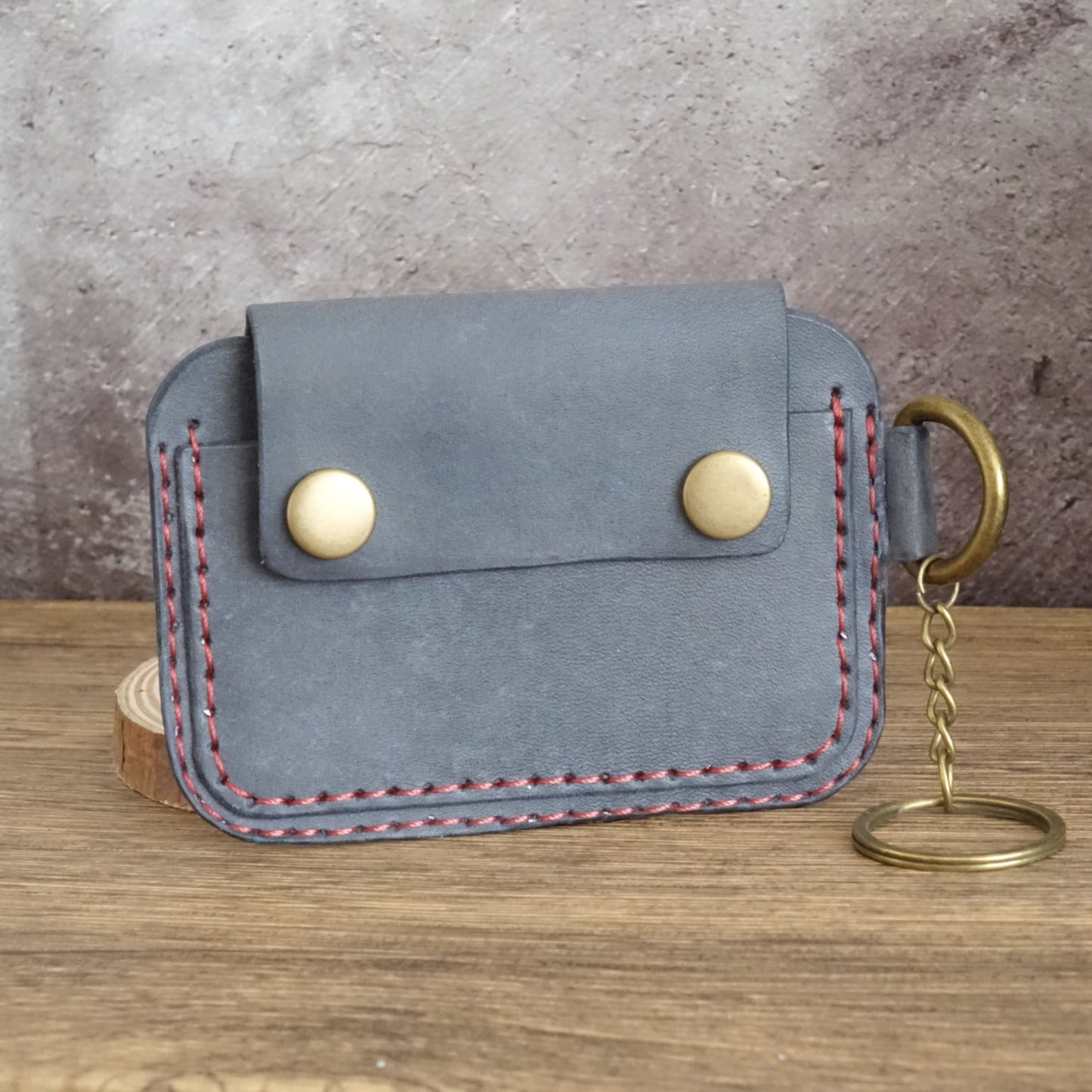 rgc handmade leather blue minimalist slim card holder wallet 9