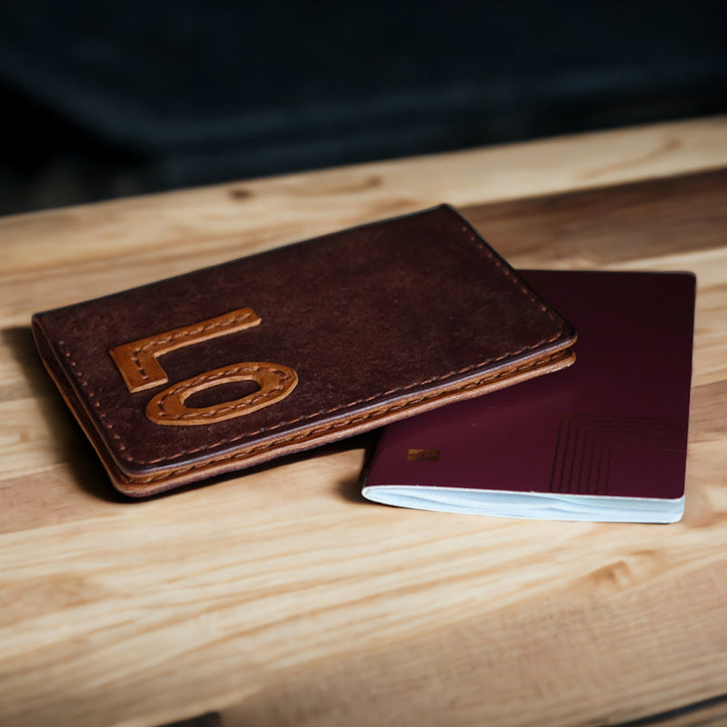 rgc handmade leather passport wallet brown