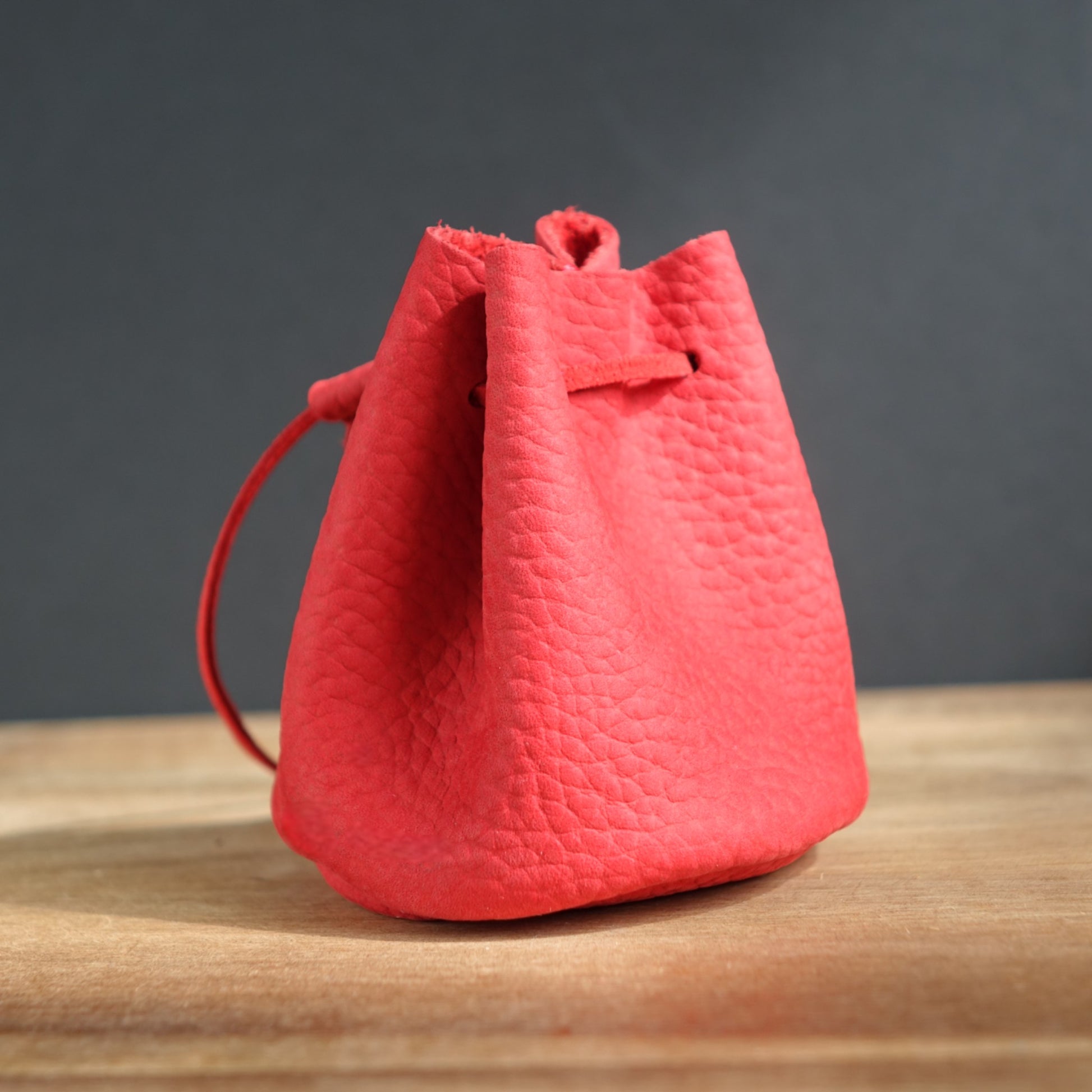 rgc handmade drawstring leather pouch bag colour red