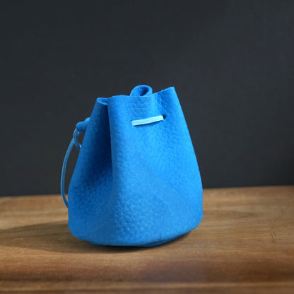 rgc handmade drawstring leather pouch bag colour blue