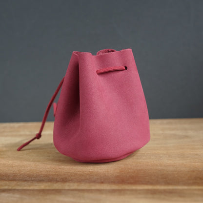 rgc handmade drawstring leather pouch bag colour plum