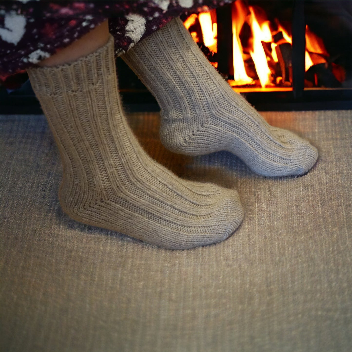 Socken aus natürlicher Alpakawolle - Wollsocken in Off-White