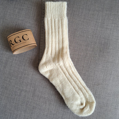 Alpaca Natural Wool Socks - Off White woolen socks