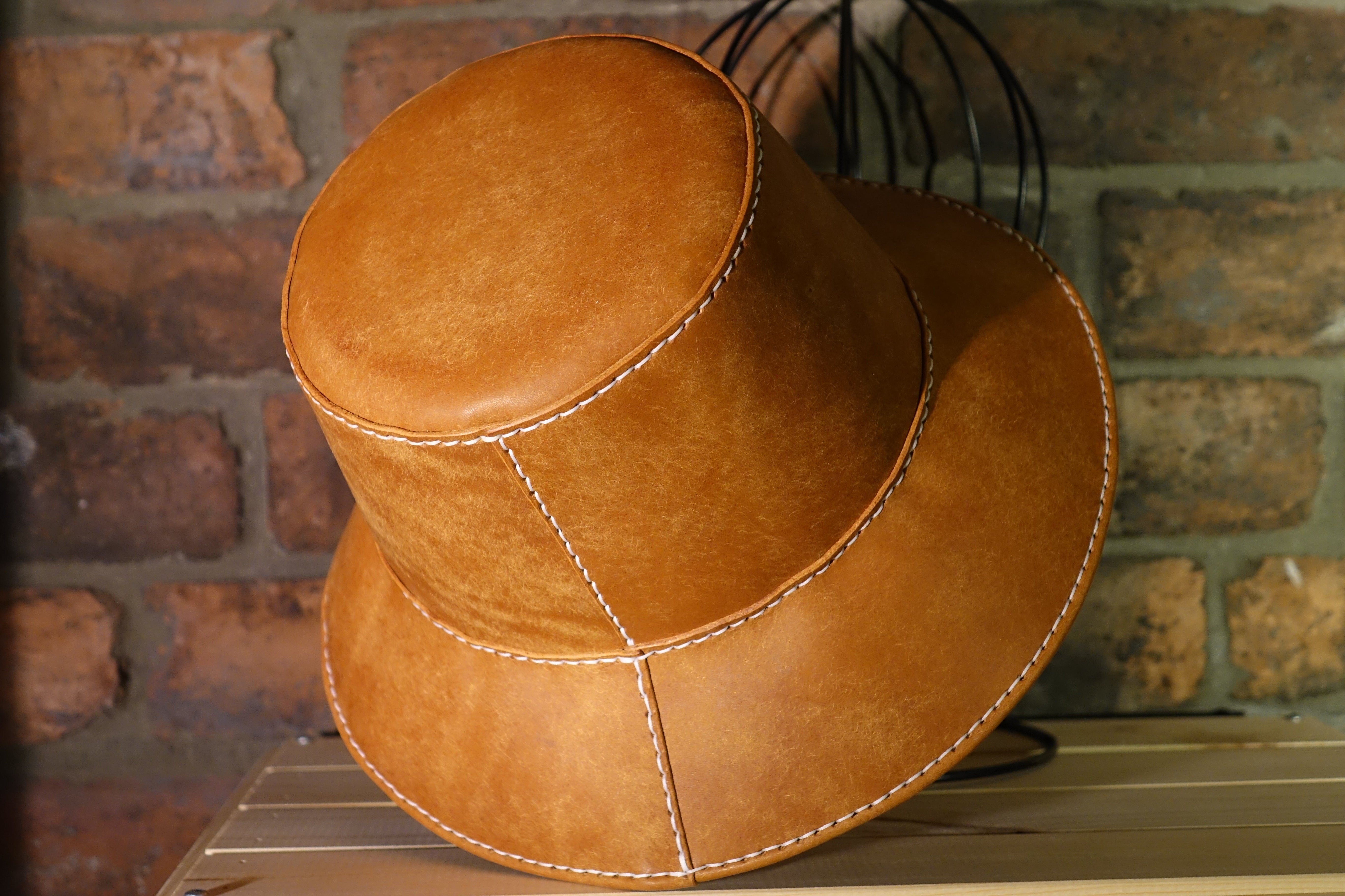 Handmade order leather bucket hat