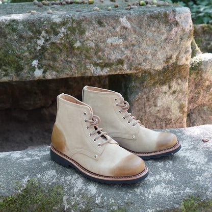 Marão Suede Lace-Up Boots - Beige By The Mountain