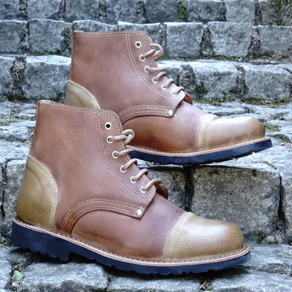 Aire Leather Cap-Toe Lace-Up Boots - Natural By The Mountain
