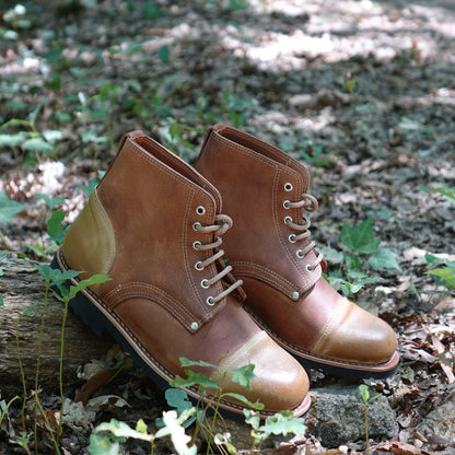 Aire Leather Cap-Toe Lace-Up Boots - Natural By The Mountain