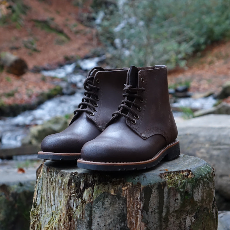 Estrela Leather Lace-Up Boots- Dark Brown By The Mountain